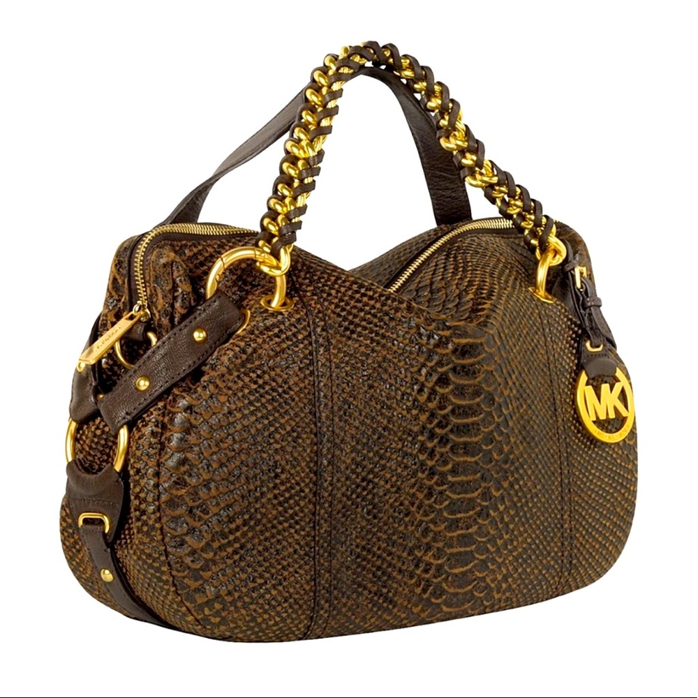 Michael Kors Tristan Brown Python Embossed Bag *E… - image 1
